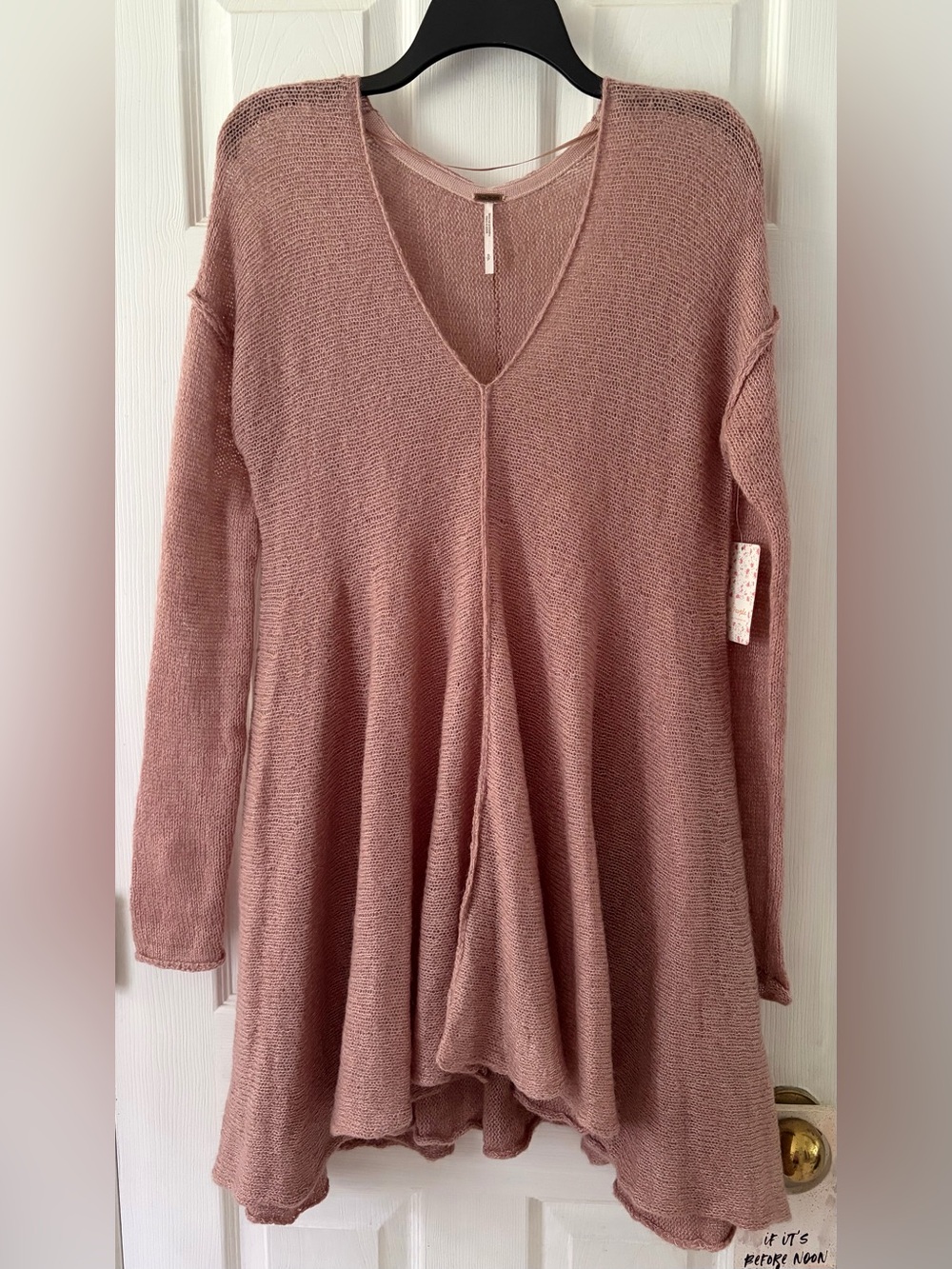 Free People Blush Pink V-Neck Knit Dress